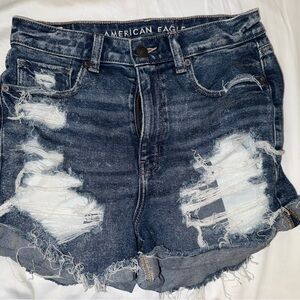American Eagle Outfitters Ripped Dark Blue Jean Shorts